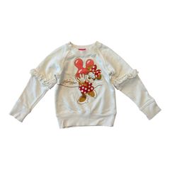 Tokyo Disney Resort Minnie Mouse Frill Sleeve Sweatshirt, Off-White, Kids Size 100cm [C477]
