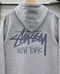 STU 00s NEW YORK ビックロゴ フーディー Tシャツ グレー Lのサムネイル