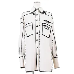 FENDI フェンディ × Joshua Vides シャツ サイズ 36 レディース ジョシュア・ヴィーダス FENDI ROMA プリント オーバーサイズ リラックスフィット ロングスリーブ 長袖 トップス ホワイト ブラック 黒 白 イタリア製のサムネイル