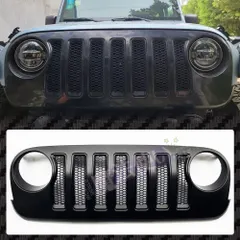 07-17年 Jeep Wrangler JK用 フロントグリル フェイスチェンジキット 旧型JKからJL型前中網格交換【ABS樹脂】のサムネイル