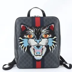 美品 グッチ GG スプリーム アングリーキャット 473324 レザー リュックサック リュック バックパック A4 メンズ UEE EB10-1【中古】のサムネイル