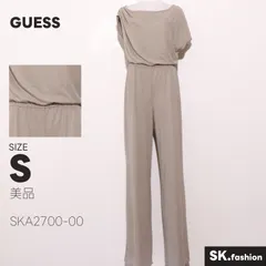 美品 GUESS オールインワン マキシ丈　フレンチスリーブ　シンプル　アシンメトリー　ウエストゴムのサムネイル