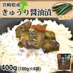 漬物 きゅうり醤油漬 無添加 400g(100g×4袋) 送料無料 九州醤油仕立て ポッキリ お試し 宮崎県産 お取り寄せ きゅうり つけもののサムネイル