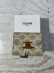 CELINE トリオンフ 三つ折りミニウォレット ホワイト キャンバス