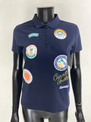 【USED】CUARTO UNITED クアルトユナイテッド ポリエステル 半袖 ポロシャツ ロゴプリント ネイビー 紺 レディース M ゴルフウェアのサムネイル
