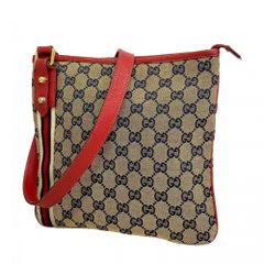 GUCCI GGキャンバス ショルダーバッグ レッド 11301 203939 - メルカリ