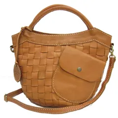 ☆zucchero filato ズッケロ フィラート 本革 カウレザー メッシュ 2WAY ショルダーバッグ 編み込み バケット ハンドバッグのサムネイル