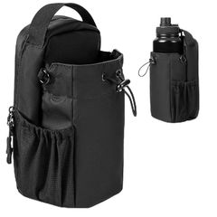 [Brand New] Percy's Caravan Strong Magnetic Gym Bag with Water Bottle Holder, Large Capacity, Magnetic Closure, Waterproof Pocket, Lightweight, Fits 500ml-2L Bottles, Training, Fitness, Yoga, Sports Bag (Black, M: Standard) 0
