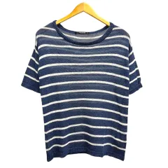 プレミアム バイ ビッキー PREMIUM BY VICKY ニット カットソー ボーダー リネン混 半袖 2 紺 ネイビー 白 ホワイトのサムネイル