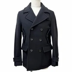 美品□GUCCI グッチ 299025 コットン100％ ロゴボタン ダブルブレスト ミドルコート ピーコート ネイビー 48 イタリア製 正規品 メンズのサムネイル