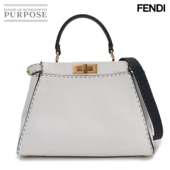 美品 フェンディ FENDI セレリア ピーカブー レギュラー 2way ハンド ショルダー バッグ レザー ホワイト ネイビー 8BN290 90329459のサムネイル