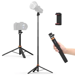 【新品】 VRIG 撮影用 ライトスタンド 三脚 1/4ネジ 撮影用スタンド 軽量 180°調整 スマホホルダー付き6段伸縮 166cm コンパクト 持ち運び便利 LEDライト リングライトスタンド スタジオ照明 ビデオ撮影 40Wcobライトに対応 アル 1のサムネイル