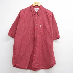 XL/古着 コロンビア 半袖 トップス メンズ 00年代 00s 大きいサイズ ロング丈 ボタンダウン レッド チェック 26jun01のサムネイル