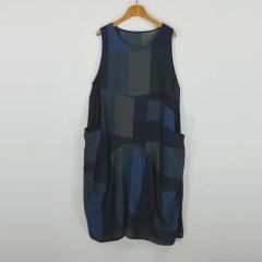 パラスパレス フレンチスリーブ ワンピース リネン 麻100% チェック M