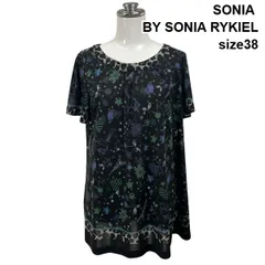 ◇ ソニアバイソニアリキエル SONIA BY SONIA RYKIEL チュニック 半袖 ラウンドネック 総柄 Aライン 38 M 9号 レディース S6F720のサムネイル