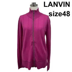 ◆ ランバン LANVIN ニットジャケット 長袖 ハイネック フロントジップ フューシャピンク 毛 48 M 9号 レディース S6H147のサムネイル