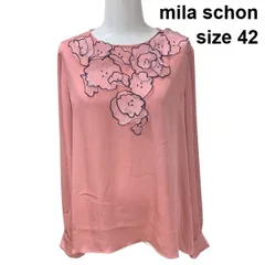 ◇ ミラショーン mila schon プルオーバーブラウス 長袖 オーガンジー フラワーモチーフ トップス ピンク系 42 XL 13号 レディース Z6C359のサムネイル