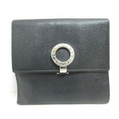 BVLGARI 二つ折り財布 ブラック グレインレザー サークルロゴ - メルカリ