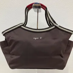 5604　agnes b. VOYAGE　アニエスベーボヤージュ　トートバッグ　ハンドバッグ　ブラウン　ナイロン　レディース　無地　小さめ　ミニのサムネイル