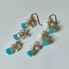 14kgf 豪華ラリマー&パールMixグラデーションピアス①vegagift 14kgf 豪華ラリマー&パールMixグラデーションピアス①vegagift - メルカリ