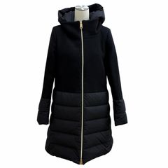 新品同様】ヘルノ 異素材ウール切替ダウンコート 38 黒 フード