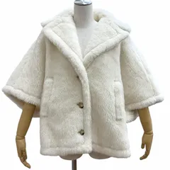 極美品★Max Mara マックスマーラ 2023年製 24147311416 テディベア アルパカ ウール混 ケープ ポンチョ 白 SM 正規品 ガーメント付のサムネイル