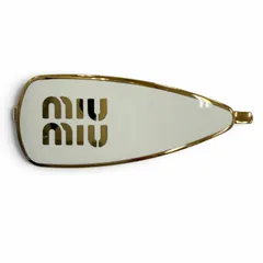 美品☆MIUMIU ミュウミュウ 5IF147 エナメルメタル ヘアクリップ ロゴ ヘアアクセサリー ヘアピン ホワイト ゴールド 伊製 箱・保存袋付のサムネイル