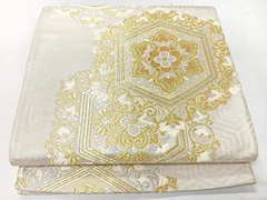 平和屋着物◎六通柄袋帯　唐織　亀甲花文　金銀糸　正絹　逸品　CABI4539nbのサムネイル