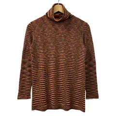 MISSONI(ミッソーニ) 長袖セーター サイズ40 M レディース美品  - オレンジ×ダークブラウン×マルチ タートルネックのサムネイル