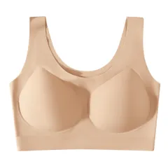 シームレスブラ レディース モールドカップ ブラジャー ハーフトップ ノンワイヤー シームレス ひびかない 楽ちん 痛くない ナイトブラ 大きいサイズ as-034