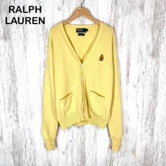 古着 90s Polo by Ralph Lauren ヴィンテージ ポロバイラルフローレン エンブレム刺繍 ラムウール カーディガン イエローのサムネイル