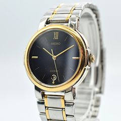 SEIKO セイコー メンズ腕時計 クォーツ 濃紺文字盤 箱付き コンビ