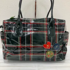 5165　agnes b. 　アニエスベー　トートバッグ　グリーン　チェック柄　ダークグリーン　レディース　PVC　コーティング　ラメのサムネイル