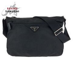 PRADA プラダ テスート 三角ロゴプレート ブラック 黒 シルバー金具