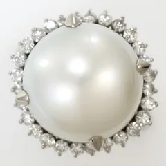 PT900/プラチナ リング・指輪 9号 南洋真珠 ダイヤモンド 0.56ct カード鑑別書 総重量約11.3gのサムネイル