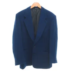 ジャンフランコフェレ GIANFRANCO FERRE ウール テーラードジャケット シングル 2B 総裏地 ノッチドラペル 48 青 ブルー /GV ■GY03のサムネイル