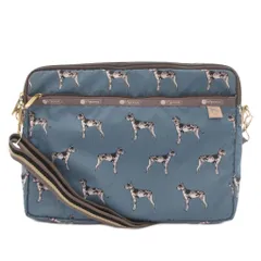 レスポートサック LesportSAC ショルダーバッグ ハンドバッグ 2way 水色 ライトブルー グレー 犬柄 /SX ■GY18