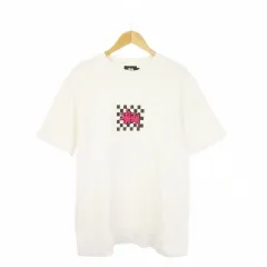 ステューシー STUSSY トレーナー XL 白 ホワイト チェッカー柄 ロゴプリント 半袖 /CK15 ■GY99のサムネイル