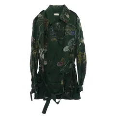 DRIES VAN NOTEN ドリスヴァンノッテン フローラル総柄 ダブルブレスト ベルテッドジャケット グリーン系 46【中古】のサムネイル