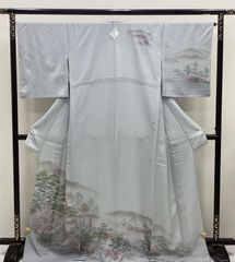 中古品 未使用 袷着物 本場大島紬 証紙つき 正絹 裄69 TL寸 ワイド