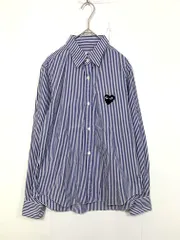 PLAY COMME des GARCONS プレイ コムデギャルソン AZ-B007 ハートワッペンストライプ シャツ sizeM/青 ■■◎レディースのサムネイル