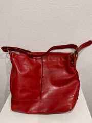 レッド レザー ショルダーバッグ cal 牛革 2WAY - メルカリ