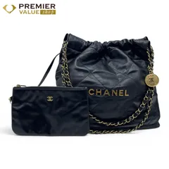 シャネル CHANEL22 スモール ハンドバッグ ブラック カーフスキン ゴールド金具のサムネイル