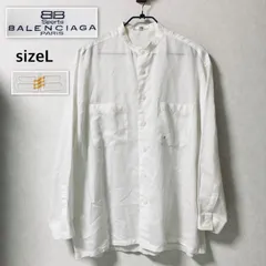 BALENCIAGA Sports バレンシアガスポーツ　スタンドカラーシャツ　マオカラー　sizeL(実寸XL相当)  オーバーサイズ　エクリュ系ホワイト　’90s ヴィンテージ　貝ボタン　メンズのサムネイル