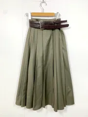 MURUA ムルーア 無地 シンプル ミディ丈 ベルト付き ワイドプリーツ スカート size1/カーキ ■■ レディースのサムネイル