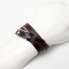 DIOR HOMME ディオール・オム ブレスレット 本革 レザー ブラック×レッド ブランド古着【中古】20260625/RA9920のサムネイル