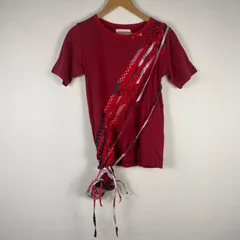 Abercrombie & Fitch アバクロンビーアンドフィッチ 半袖Tシャツ クルーネック バックプリント フロント無地 リメイクデザイン 切替 ドローストリング装飾 カジュアル ストリート レッド NA243のサムネイル