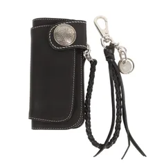 PAILOT RIVER パイロットリバー 財布 2026年購入品 コンチョボタン レザー ロングウォレット 長財布 ウォレットコード付き PR-LW02-RM ブラック 黒 ハンドメイド ファッション アイテム【メンズ】【中古】のサムネイル
