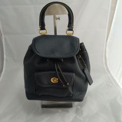 新品未使用】Coach ブラックカーゴトートバッグ リボン柄キャンバス26