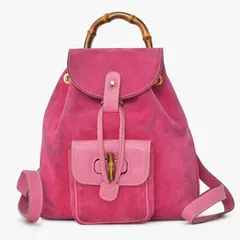 GUCCI グッチ バンブーミニリュック Pink ピンク スエード 003 ゴールド金具 ヴィンテージ 美品 中古 4a002500のサムネイル